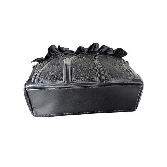 Loungefly Disney Villains Stained Glass Windows Black Tote Crossbody Bag NWT - Picture 2 of 7